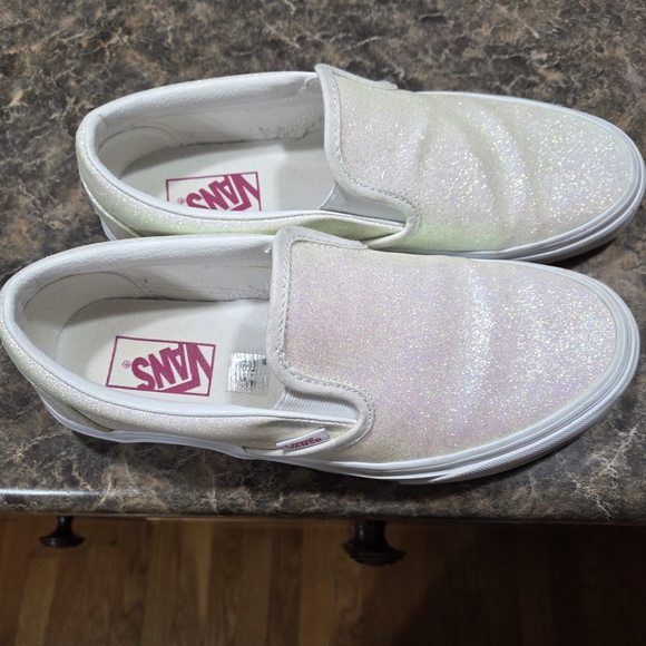 Vans Shoes - Vans Iridescent Slip-On Sneakers - White and Pink